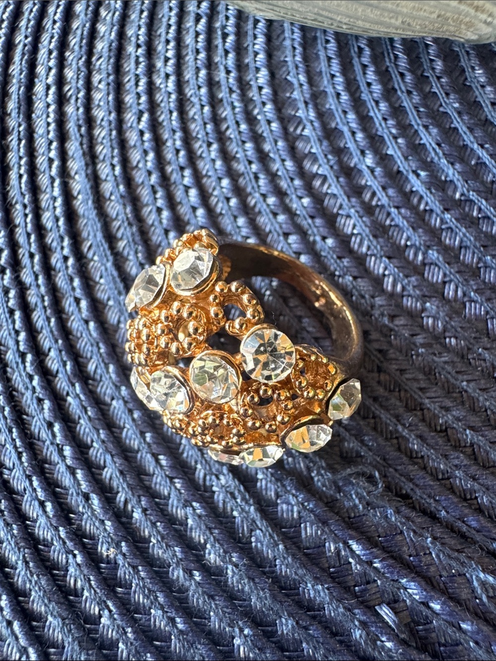 Gold Crystal Dome Statement Ring - Women Jewelry